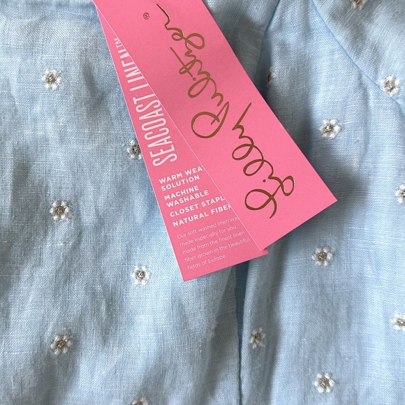 LILLY PULITZER “You Drive Me Daisy” blue Kylanne embroidered linen dress 14 NWT! - Picture 9 of 12